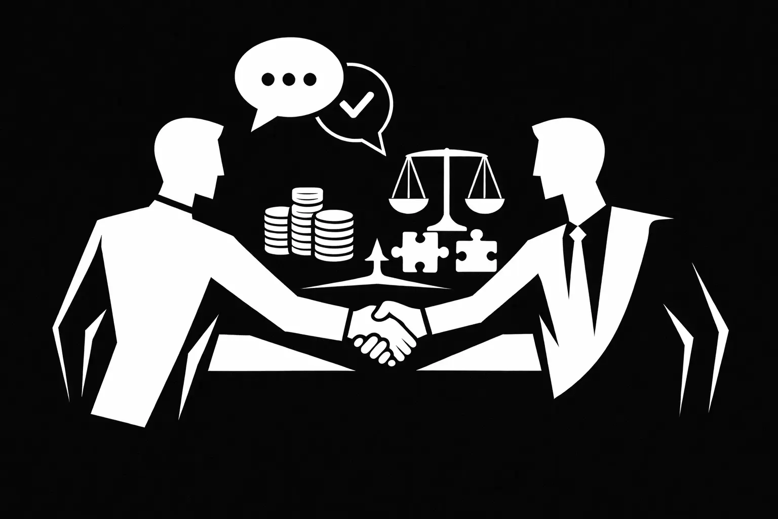 Négociation sociale entre direction et représentants : poignée de main, échange cadré, enjeux financiers et équilibre des intérêts